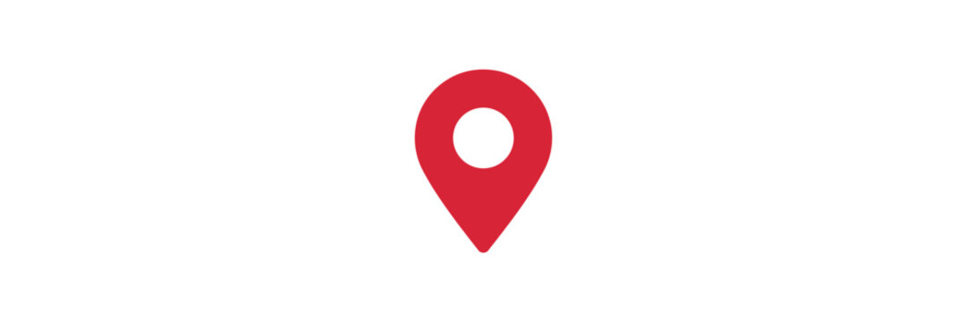 Red Map Location Pin Icon on a White Background marker pointer