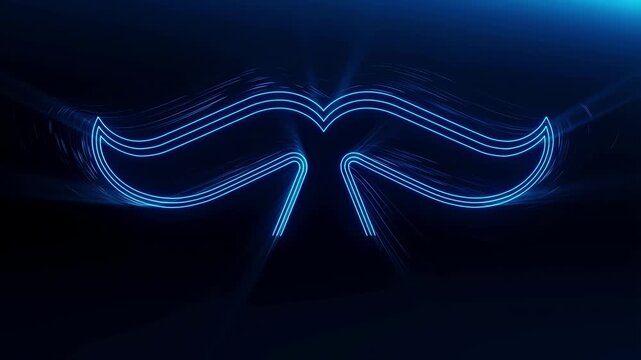Father's day icon with neon light design of mustache symbol for celebration