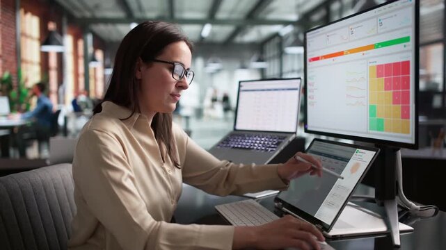 Risk Manager Reviews Vendor Compliance Data On Laptop