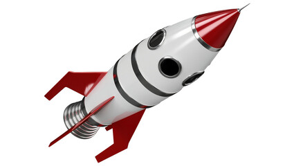 Retro toy rocket ship with red fins and nose cone © Andrei