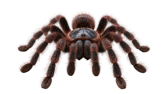 Hairy brown tarantula spider with eight legs