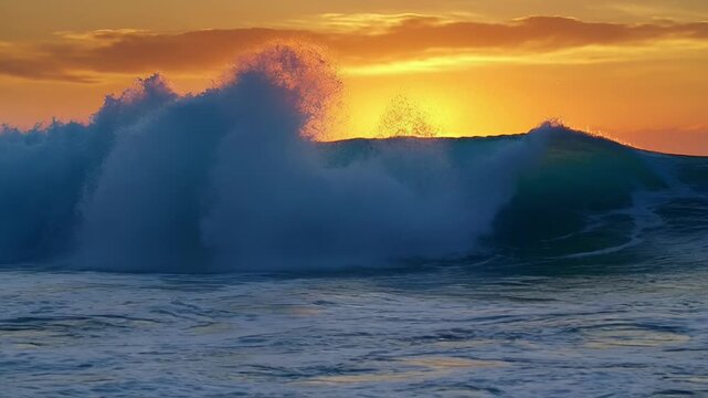 Sunset ocean waves creating stunning seascape