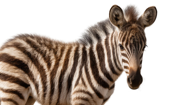 Zebra foal head and shoulder portrait