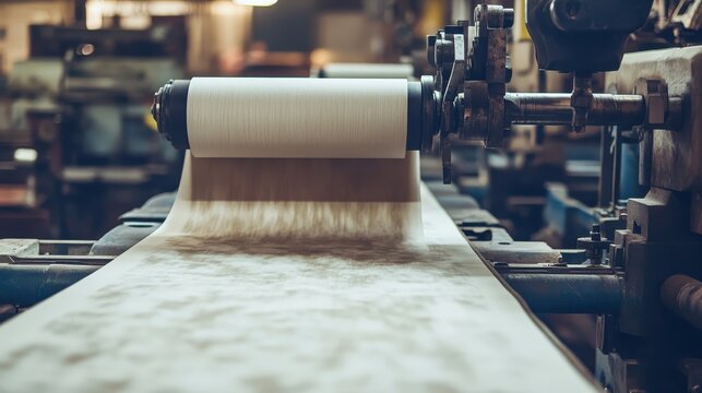 Industrial Printing Press in Operation Feeding Fabric for Mass Production