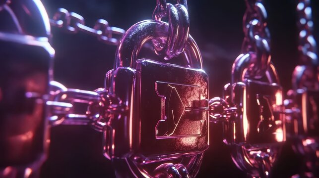 Secure Digital Lock and Chain Representing Cybercrime Prevention and Data Protection