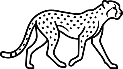 White line art cheetah sketch. © complong