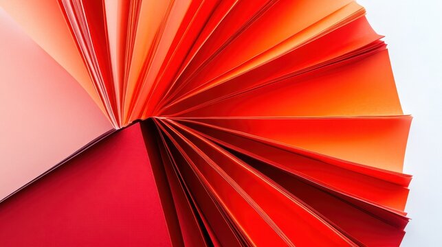Vibrant Spectrum of Red and Orange Paper Swatches Displayed in a Fan Shape