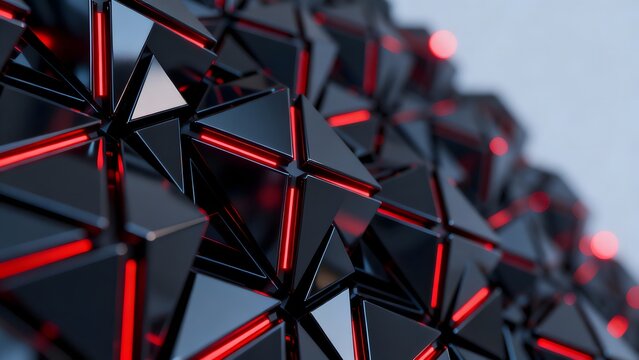 Geometric pattern with glowing red lines