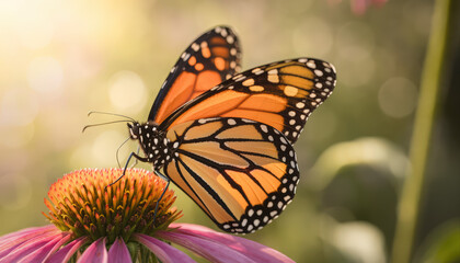 Obraz premium Vibrant Monarch Butterfly Resting On Blooming Flower