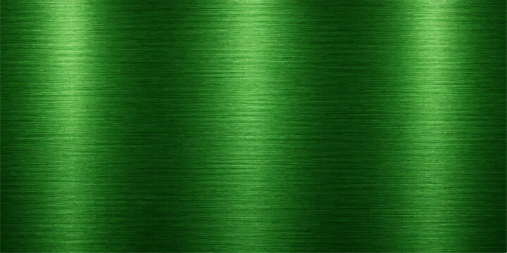 Emerald green brushed steel texture background with polished metallic horizontal grain industrial surface design