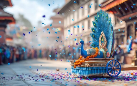 Vibrant Celebration of Indra Jatra Festival in Nepal's Historic Streets