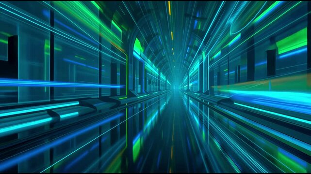 High Speed Digital Data Transfer Tunnel Motion. 4K Video