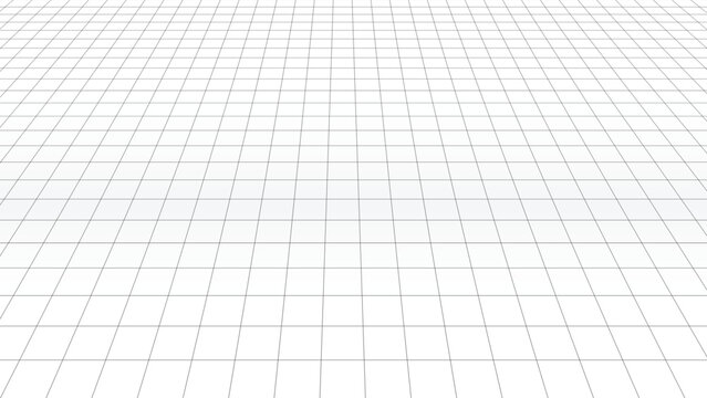 Abstract black and white perspective wireframe grid floor background, Clean geometric backdrop template