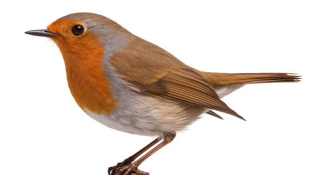 European Robin bird with orange breast and grey head