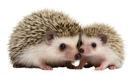 Two adorable hedgehogs close together, showing their quills and faces © Elowen