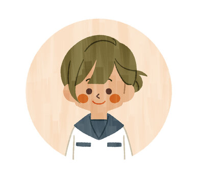 笑顔の女子学生のアイコン-ガッシュ