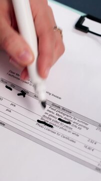Woman Carefully Redacts Sensitive Information In Document