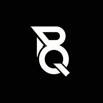 Minimalist white monogram logo representing letters PQ on black background