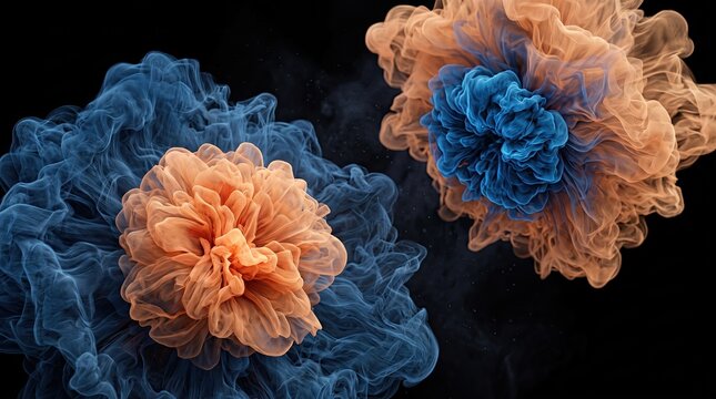 Colorful abstract cloud formations in vibrant orange and blue hues
