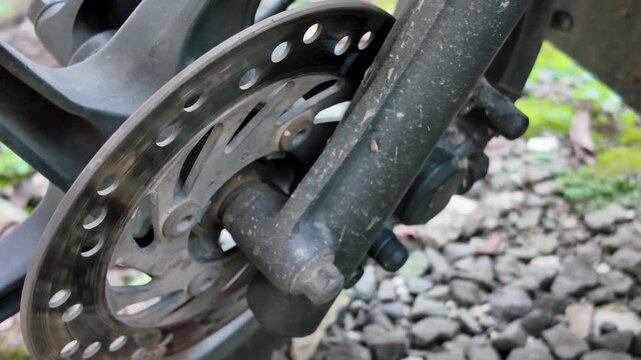 close up of scooter wheel