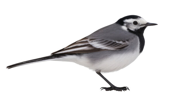 White wagtail bird with black and white plumage and long tail