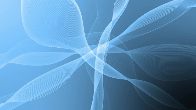 Abstract flowing wave ribbons crossing background animation, smooth translucent lines forming elegant curves