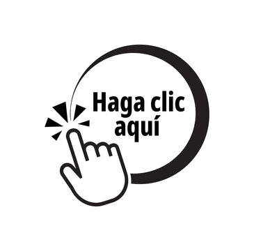 haga clic aqu&iacute; text on white background. klick here in Spanish language.