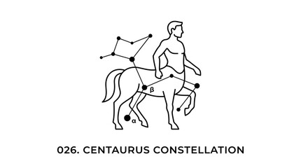 Centaur constellation minimalist line art icon with stars © pecel