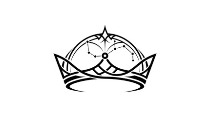 Minimalist royal crown silhouette with celestial constellation elements © pecel