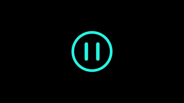 Outline media player play icon video and audio interface 4 k . animation...