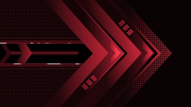Abstract futuristic chevron arrows layered over dotted dark background animation, sleek geometric tech design