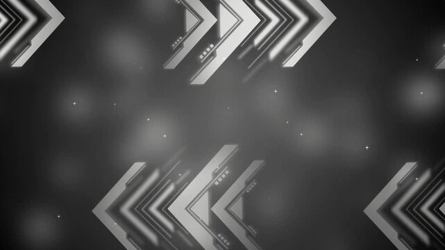 Abstract tech background with chevron arrows on dark gradient animation