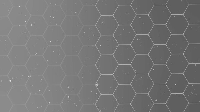 Gradient hexagon pattern background with small scattered light particles animation