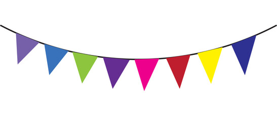 Obraz premium Colorful hanging party bunting flags banner garland decoration illustration with decoration colorful triangle celebration festival