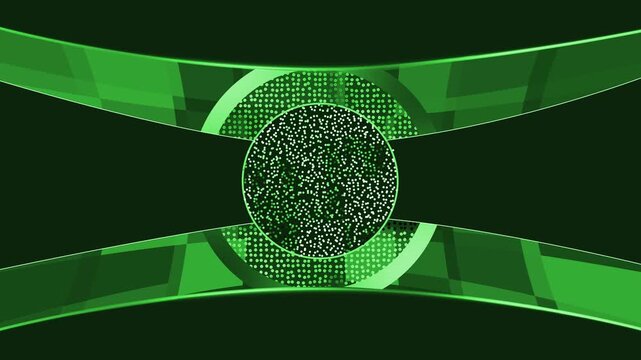 Abstract geometric background with central circular element filled with scattered dots animation