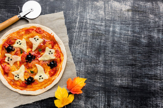 Autumn Pizza Flat Lay Background