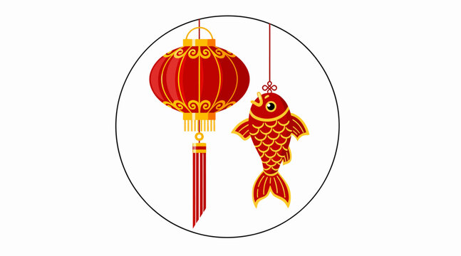 Chinese lantern and fish ornament