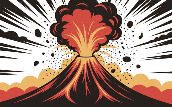 Volcano eruption exploding with ash and pyroclastic material eruption explosion mountain disaster landscape geological erupting environment catastrophe tectonic phenomenon geothermal