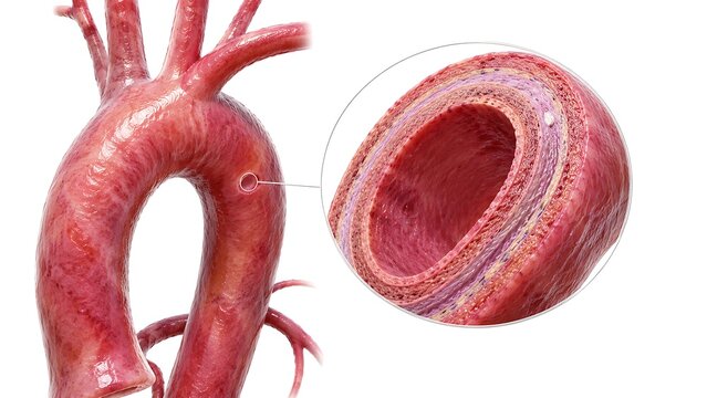 Early Takayasu Arteritis with Mild Aortic Wall Inflammation and Early Large Vessel Vasculitis, Medical Illustration