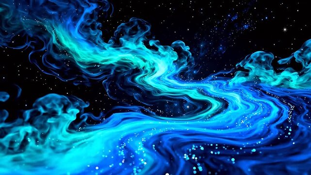 Cosmic nebula with blue and teal swirls