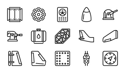 Military Equipment Icons, Weaponry Vector Graphics, Defense Technology Symbols, Warfare Elements Set © Niaz