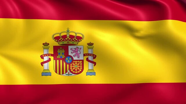 Animated Spain Flag Waving with Natural Wind Effect