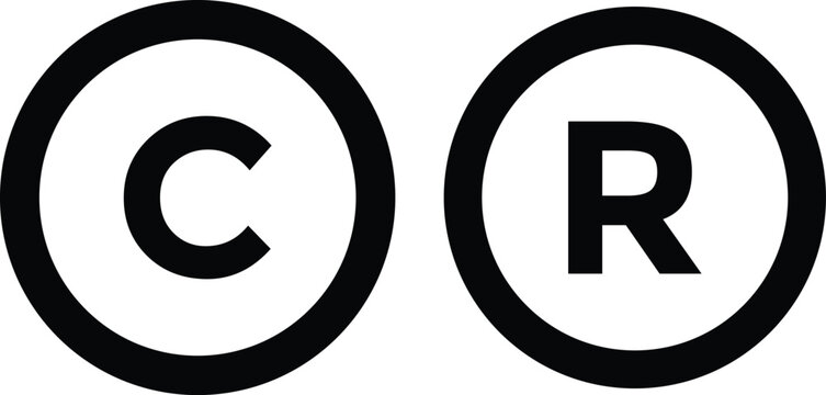copyright C and registered trademark R set. copyright and registered trademark circle icons. circular copyright and registered symbol. Registered trademark Icon . copyright signs. 