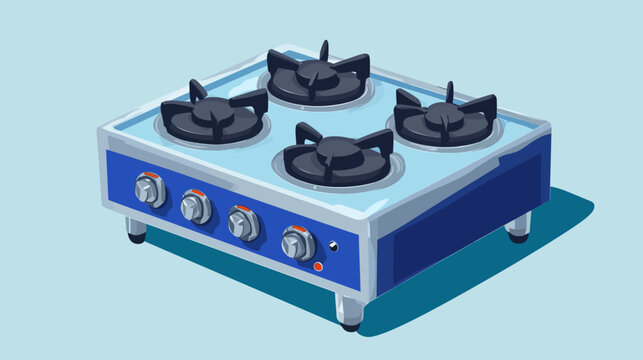 Pixel art depiction of a four-burner gas stove with knobs on the front panel