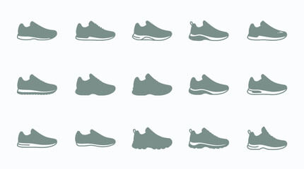 Obraz premium A set of minimalist icons featuring various shoe designs on a clean background