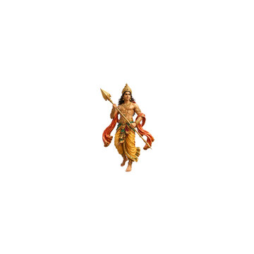Dynamic Murugan Inspired Warrior Deity with Vel Spear Transparent PNG
