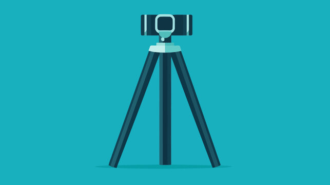Digital illustration of a camera mounted on a tripod against a blue background