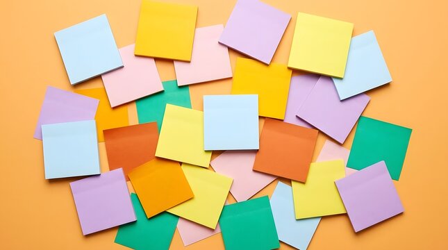 Back to school colorful sticky notes on an orange background for organization and planning purposes always