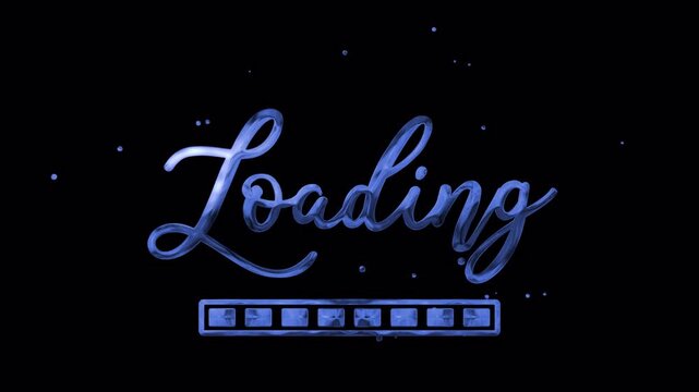 Loading Blue Handwriting Animation with flowing connected script rendered in 4K resolution transparent background