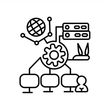 Hardware network router device configuration settings Minimalist light style animated icon. Outline symbol for IT setup adjustment, script deploy, and admin engineering dashboard.